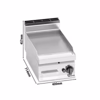 Chapa a gás - 6,9 kW - Lisa - Superfície de cozedura: 395x500mm