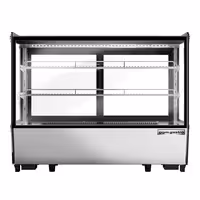 Countertop refrigerated display case - 160L - 880mm - Double glazing - square - with 2 shelves - rear sliding glass doors