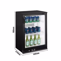 Barski hladnjak - 600 mm - 125 l - s 1 staklena vrata - crna