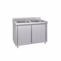 Sudoper s ormarićem ECO - inox - 1000 x 700 mm - sa 2 korita - korita sredina