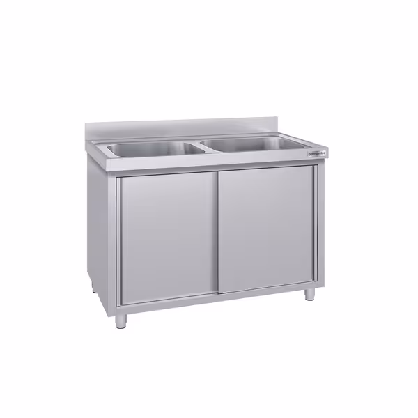 Sudoper s ormarićem ECO - inox - 1000 x 700 mm - sa 2 korita - korita sredina
