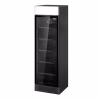 Commercial Beverage Display Fridge with Illuminated Canopy - 595mm - 345 Litres - with 1 hinged glass door - LED lighting - digital controller with temperature display - Black - Temperature range 2 to 10 °C