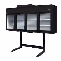 Commercial dual‑temperature multideck display - 2500mm - 650L - with 4 double‑glazed hinged glass doors & 6 shelves - Black