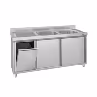ECO umivaonik – 1600 x 600 mm – s košem za otpad i dvije zdjele s desne strane