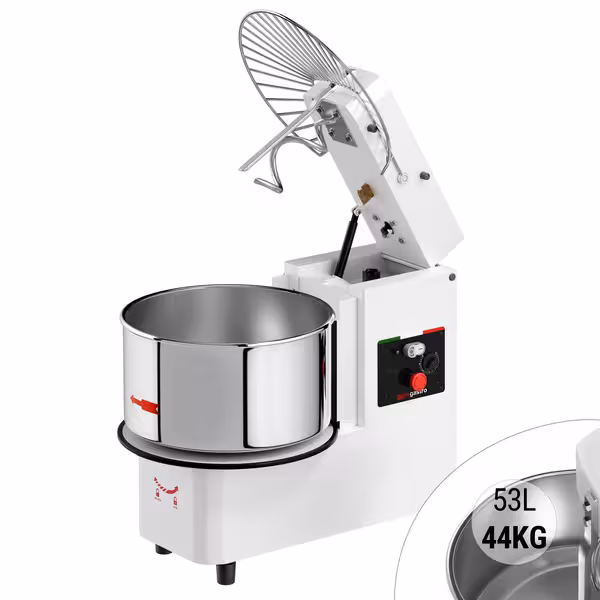 Spiralna miješalica za tijesto - 53 l / 44 kg - 1 brzina - podizna glava i uklonjiva posuda - s mehaničkim timerom - 400 V