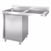 RVS spoeltafel met vaatwasruimte - 1200x700mm - met 1 spoelbak links