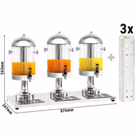 Commercial Juice Dispenser - 3x 7..5 Lİtres - Stainless Steel - with Ice Cylinders