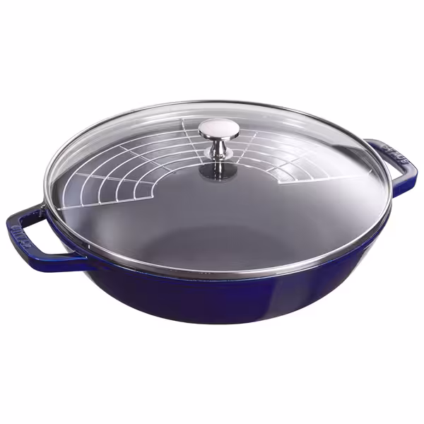 STAUB | SPECIALITIES - Wok met glazen deksel - Ø 300mm - Gietijzer - Donkerblauw
