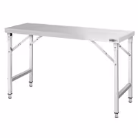 Paslanmaz Çelik Çalışma Tezgahı - Katlanabilir - 1500x700mm - Taban Raflı