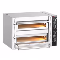 Electric Deck Pizza Oven - Twin Deck - Refractory Stone Deck - 4+4 x Ø 30cm (12") - Mechanical Controls - up to 450°C