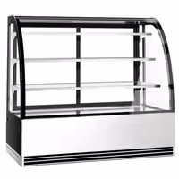 Süteményes vitrin - 524 l - 1500 mm - dupla üvegezés - 3 üvegpolccal - LED világítással - rozsdamentes acél