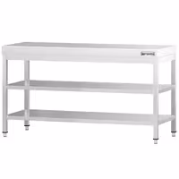 Rozsdamentes acél munkaasztal PREMIUM - 1800x800 mm - alsó polccal & köztes polccal