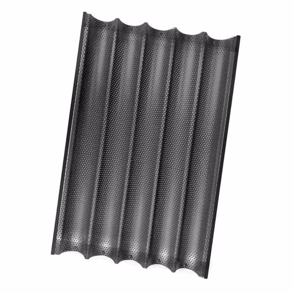 Baguette Tray - Aluminium - 643x419mm - Teflon coated - perforated - with 5 moulds