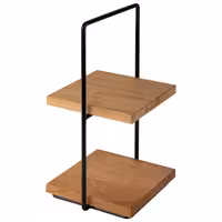 Sunum Standı PERFECTO SMALL - 2 Katlı - Köşeli - Metal Gövde - Meşe Raflı