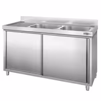 Sudoper s ormarićem PREMIUM - inox - 1600 x 700 mm - sa 2 korita - korita desno