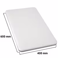 Griešanas dēlis PREMIUM - 600x400 mm - Biezums: 20 mm - HACCP atbilstošs - PE500 (HDPE) polietilēns - Balts - Var mazgāt trauku mazgājamā mašīnā