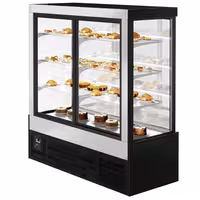 Commercial cake display fridge - 1850L - 1800mm - Double glazing - square - with 3 adjustable shelves - rear sliding doors - for patisserie - Black