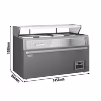 Wyspa mroźnicza do supermarketów – 1454 mm – 402 L – z 2 drzwiami przesuwnymi – szara