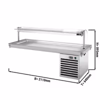 Ugradbena rashladna ploča (drop‑in) - 2110 mm - 6x GN 1/1 - +2 do +8 °C - 700 W - sa zaštitnim staklom | GN rashladna ploča - GN 1/1 - inox