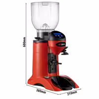 Commercial Coffee Grinder - 2kg - 77dB - with Dispenser (Doser) - Red