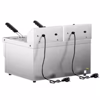 Električna friteza s dva korita - 8+8 L - 6,5 kW - s odvodnom slavinom - stolna