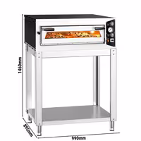 Electric Deck Pizza Oven - Single Deck - Refractory Stone Deck - 4 x Ø 35cm (13.8") - Mechanical Controls - up to 450°C - incl. Base frame