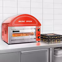 Electric Deck Pizza Oven - Single Deck - 1 - Ø 34cm (13.4") - 230V Single Phase - Mechanical Controls - Red - up to 280°C
