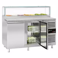 Saladette PREMIUM – 1510 mm – 2 bibien – b'quċċata tal-ħġieġ għal 7 x GN 1/3