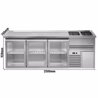 Direct Draw Beer Dispenser / Kegerator PREMIUM – 2-Door – Right Sink, 3 Glass Doors – 2500×700 mm