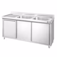 PREMIUM umivaonik – 1600 x 600 mm – s košem za smeće i dvije zdjele s desne strane
