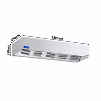 Commercial Wall-Mounted Extractor Hood with Motor – 2800mm – with Speed Controller, Baffle Filters & Lighting