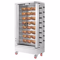 شواية دجاج كهربائية دوّارة تجارية - باب زجاجي مقاوم للحرارة - 26,40 kW - مع 8 أسياخ - بسعة حتى 48 دجاجة