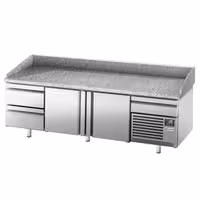 Table réfrigérée à pizza Premium PLUS - 2305 x 800 mm - avec 2 portes & 3 tiroirs