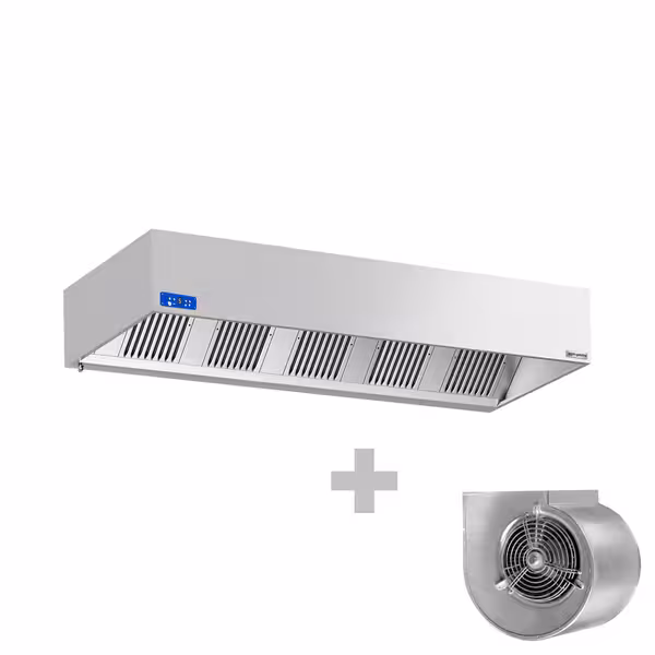 Commercial Wall-Mounted Extractor Hood with Motor – 2800mm – with Speed Controller, Baffle Filters & Lighting