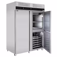 Szafa chłodniczo-mroźnicza PREMIUM – GN 2/1 + GN 1/1 – 1400 L – z wbudowaną zamrażarką szokową – z 1 drzwiami i 2 półdrzwiami ze stali nierdzewnej