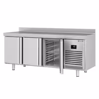 Commercial Counter Fridge PREMIUM PLUS - 1960x700mm - with 3 doors - with upstand - capacity 465 litres