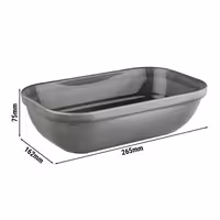 (6 adet) Gastronorm Küvet GN 1/4 - Melamin - EMMA - 1,5L - köşeli - 265x162mm - Derinlik:75mm - Gri