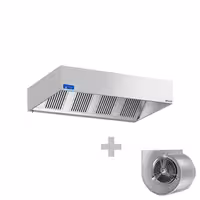Commercial Wall-Mounted Extractor Hood with Motor - 2400mm - with Speed Controller, Baffle Filters & Lighting