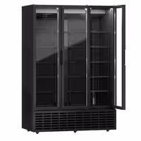 Commercial Beverage Display Fridge - 1500mm - 1500 Litres - with 3 hinged glass doors - LED lighting - Black - Temperature range 1 to 9 °C