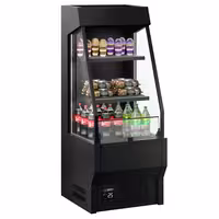 Commercial multideck display fridge - Open front - 660mm - 150L - with 2 shelves - Black