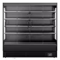Commercial multideck display fridge - 1940mm - 893L - with 4 sliding glass doors & 4 shelves - Black