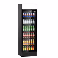 Commercial Beverage Display Fridge with Illuminated Canopy - 595mm - 345 Litres - with 1 hinged glass door - LED lighting - digital controller with temperature display - Black - Temperature range 2 to 10 °C