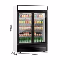 Frigorífico expositor de bebidas - 1295mm - 880L - com 2 portas de batente em vidro - com indicação/painel digital de temperatura - Preto