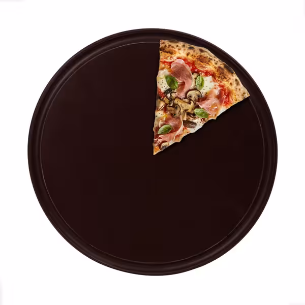 (12 adet) Düz Pizza Tabağı - Polietilen, Ø340mm, Oluklu/Kanallı Yüzey, Kahverengi