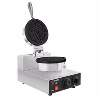 Commercial Waffle Maker - Single - Manual - 1.3kW - Shape: Hearts - Ø 180mm - plates with Teflon coating