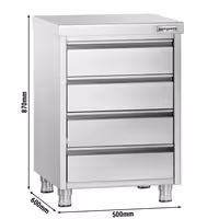 Lådhurts PREMIUM - med 4 lådor - 500x600 mm - för GN 1/2, 1/4, 2/8, 1/3, 1/6, 1/9