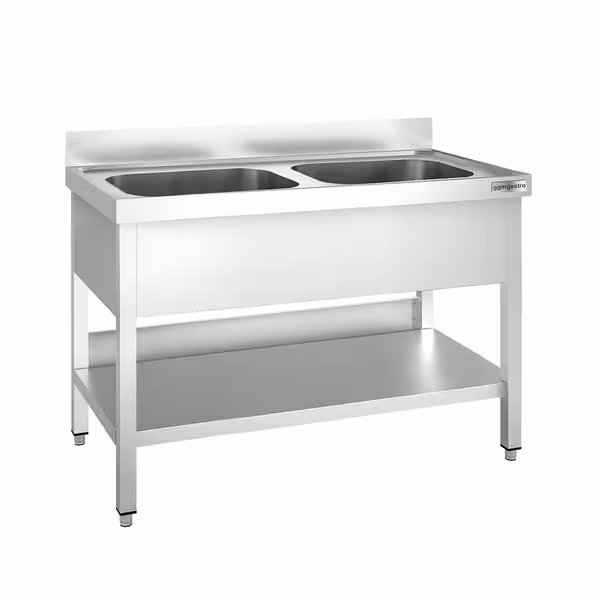 Sudoper PREMIUM - 1200x700 mm - s donjom policom - s 2 koritima - korita sredina