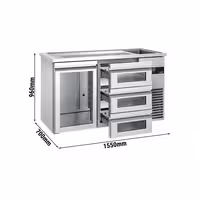 Pivski šank PREMIUM - 1550x700 mm - 1 Staklena vrata & 3 Staklene ladice