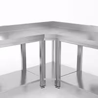 طاولة عمل ستانلس ستيل زاوية PREMIUM - 1000x700mm - مع رف سفلي & حاجز خلفي