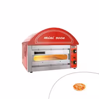 Electric Deck Pizza Oven - Single Deck - 1 - Ø 34cm (13.4") - 230V Single Phase - Mechanical Controls - Red - up to 280°C